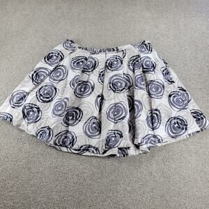 GAP Womens Skirt 16 White Blue Rosebud Abstract Swirl Pleated‎ Lined A-Line Mini